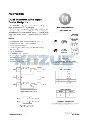 NL27WZ06_07 datasheet - Dual Inverter with Open Drain Outputs