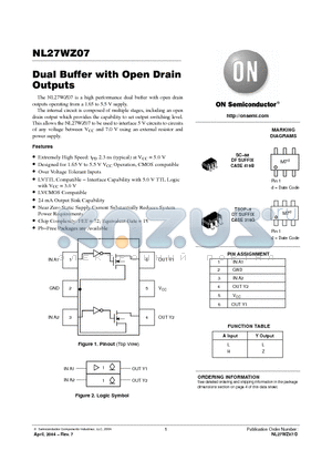 NL27WZ07DFT2 datasheet - Dual Buffer with Open Drain Outputs