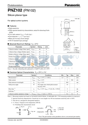 PN102 datasheet - Silicon planar type