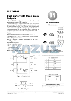 NL27WZ07DTT1G datasheet - Dual Buffer with Open Drain Outputs