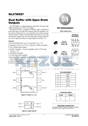 NL27WZ07_08 datasheet - Dual Buffer with Open Drain Outputs