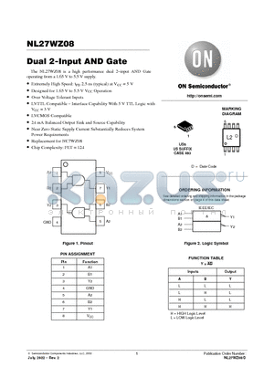 NL27WZ08US datasheet - Dual 2-Input AND Gate