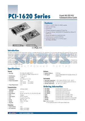 PCI-1620B datasheet - 8-port RS-232 PCI Communication Cards