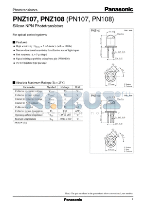 PN107 datasheet - Silicon NPN Phototransistors