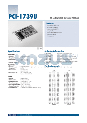 PCI-1739U datasheet - 48-ch Digital I/O Universal PCI Card