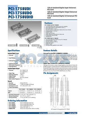 PCI-1758UDI datasheet - 128-ch Isolated Digital Input Universal PCI Card