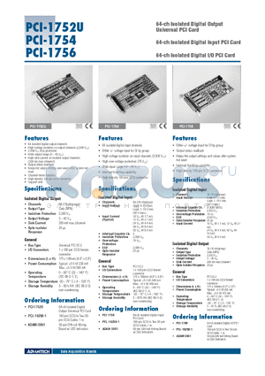 PCI-1756 datasheet - 64-ch Isolated Digital Output Universal PCI Card