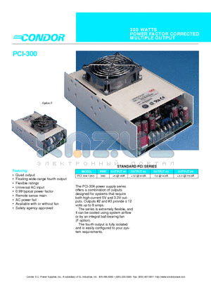 PCI-300 datasheet - 300 WATTS POWER FACTOR CORRECTED MULTIPLE OUTPUT