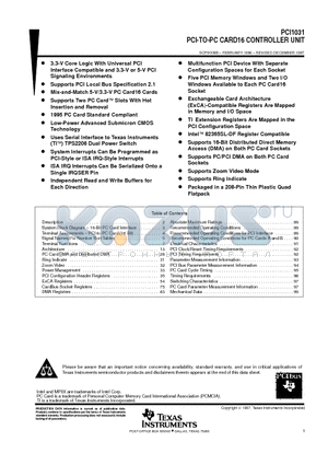 PCI1031 datasheet - PCI-TO-PC CARD16 CONTROLLER UNIT