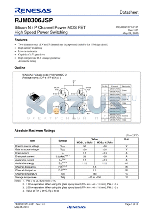 RJM0306JSP datasheet - Silicon N / P Channel Power MOS FET High Speed Power Switching