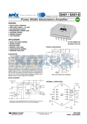 SA01-6 datasheet - Pulse Width Modulation Amplifier