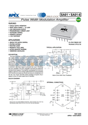 SA01 datasheet - Pulse Width Modulation Amplifier