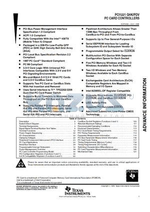 PCI1221 datasheet - PC CARD CONTROLLERS