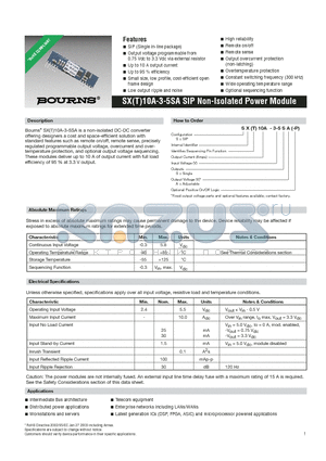 SX10A-3-5SA-P datasheet - SIP Non-Isolated Power Module