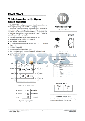NL37WZ06US datasheet - Triple Inverter with Open Drain Outputs