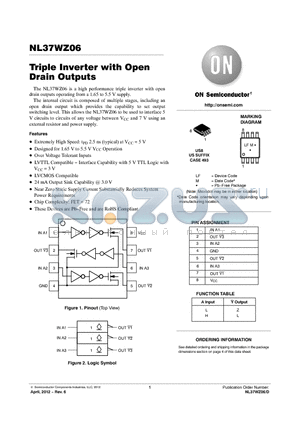 NL37WZ06_12 datasheet - Triple Inverter with Open Drain Outputs