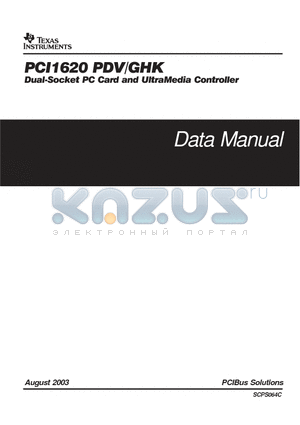 PCI1620 datasheet - DUAL-SOCKET PL CARD AND UITRAMEDIA CONTROLLER