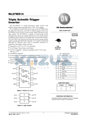 NL37WZ14 datasheet - Triple Schmitt-Trigger Inverter