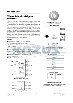 NL37WZ14 datasheet - Triple Schmitt−Trigger Inverter