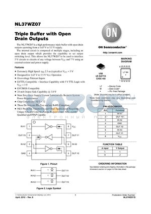 NL37WZ07_12 datasheet - Triple Buffer with Open Drain Outputs