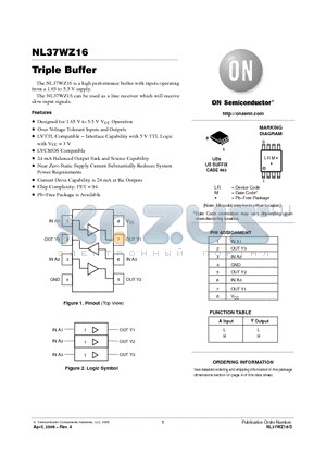 NL37WZ16 datasheet - Triple Buffer