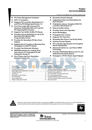 PCI2031 datasheet - PCI-TO-PCI BRIDGE