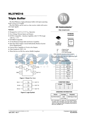 NL37WZ16USG datasheet - Triple Buffer