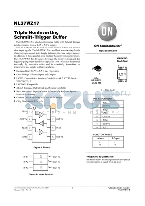 NL37WZ17US datasheet - Triple Noninverting Schmitt-Trigger Buffer