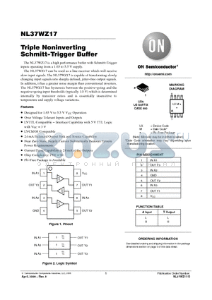 NL37WZ17US datasheet - Triple Noninverting Schmitt-Trigger Buffer