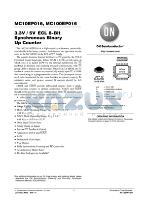 MC10EP016 datasheet - 3.3V / 5V ECL 8−Bit Synchronous Binary Up Counter