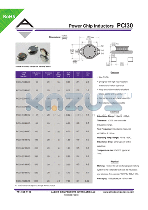 PCI30-101M-RC datasheet - Power Chip Inductors