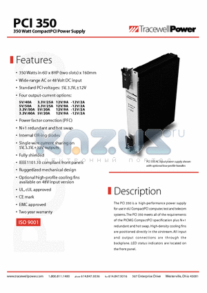 PCI350 datasheet - 350 Watt CompactPCI Power Supply