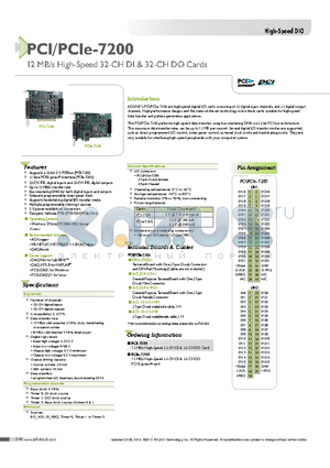 PCI-7200 datasheet - 12 MB/s High-Speed 32-CH DI & 32-CH DO Cards