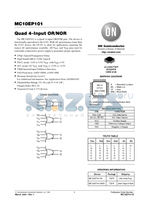 MC10EP101FA datasheet - Quad 4-Input OR/NOR