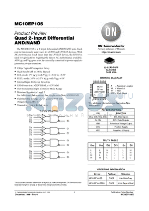 MC10EP105FA datasheet - Quad 2-Input Differential AND/NAND