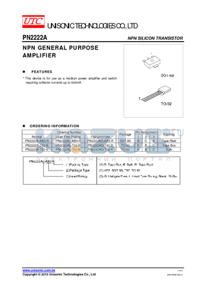 PN2222A-T92-B datasheet - NPN GENERAL PURPOSE AMPLIFIER