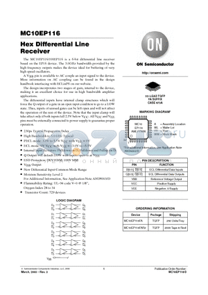 MC10EP116 datasheet - Hex Differential Line Receiver