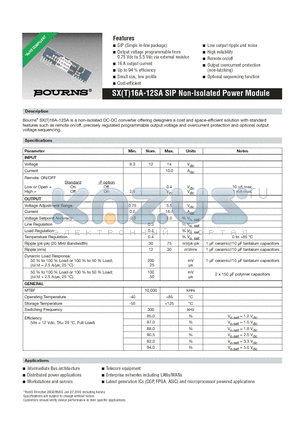 SX16A-12SA-P datasheet - SIP Non-Isolated Power Module