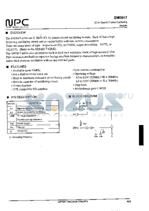 SM5617 datasheet - IC for Quartz Crystal Oscillationg Module