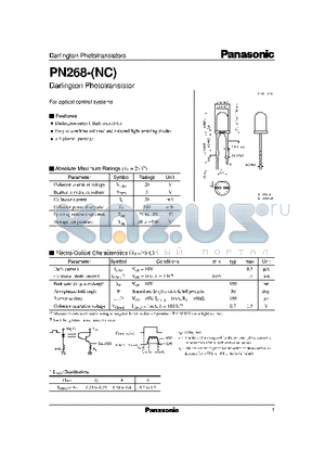 PN268 datasheet - DARLINGTON PHOTOTRANSISTOR FOR OPTICAL CONTROL SYSTEMS