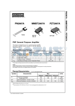 PN2907A datasheet - PNP General Purpose Amplifier