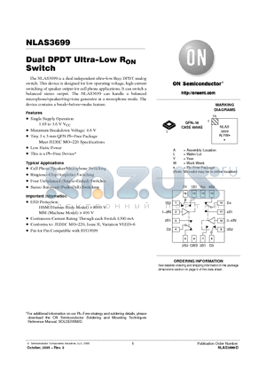 NLAS3699_05 datasheet - Dual DPDT Ultra-Low RON Switch