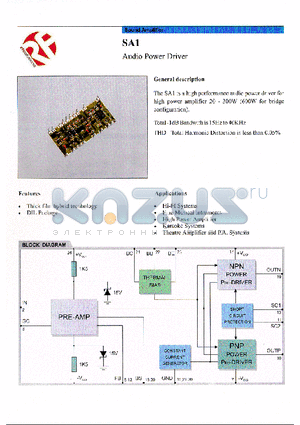 SA1 datasheet - Audio Power Driver