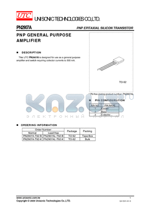 PN2907A-T92-K datasheet - PNP GENERAL PURPOSE AMPLIFIER