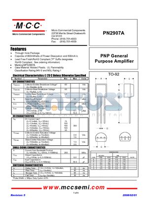 PN2907A_08 datasheet - PNP General Purpose Amplifier