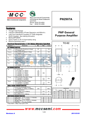 PN2907A_11 datasheet - PNP General Purpose Amplifier