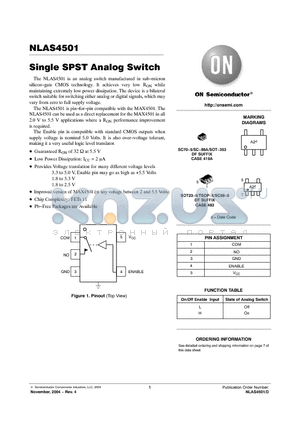 NLAS4501DFT2 datasheet - Single SPST Analog Switch