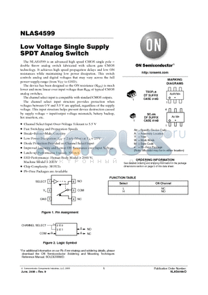 NLAS4599 datasheet - Low Voltage Single Supply SPDT Analog Switch