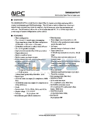 SM5803 datasheet - Multi-function Digital Filter for Digital Audio