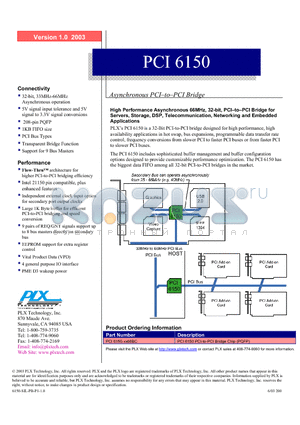 PCI6150 datasheet - Asynchronous PCI-to-PCI Bridge